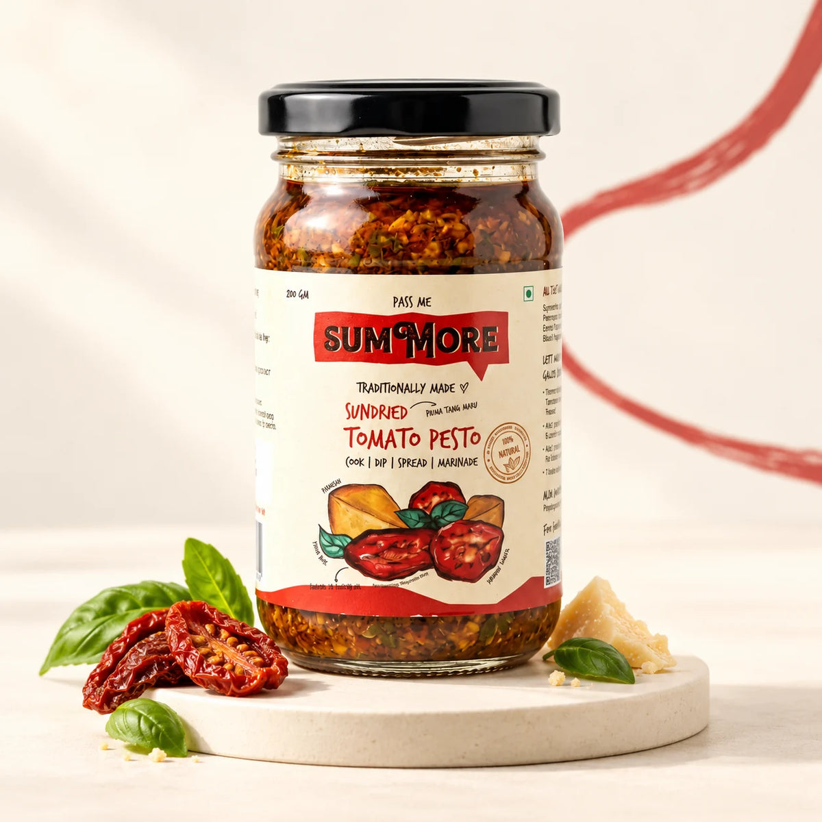 Sundried Tomato Pesto by Pass Me Summore — studio product photograph